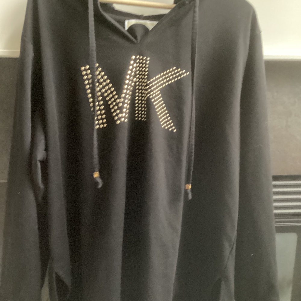 MICHAEL KORS. .Plus size 3X hoodie. With gold beaded/studded MK.
